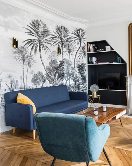 deco salon tropical bleu