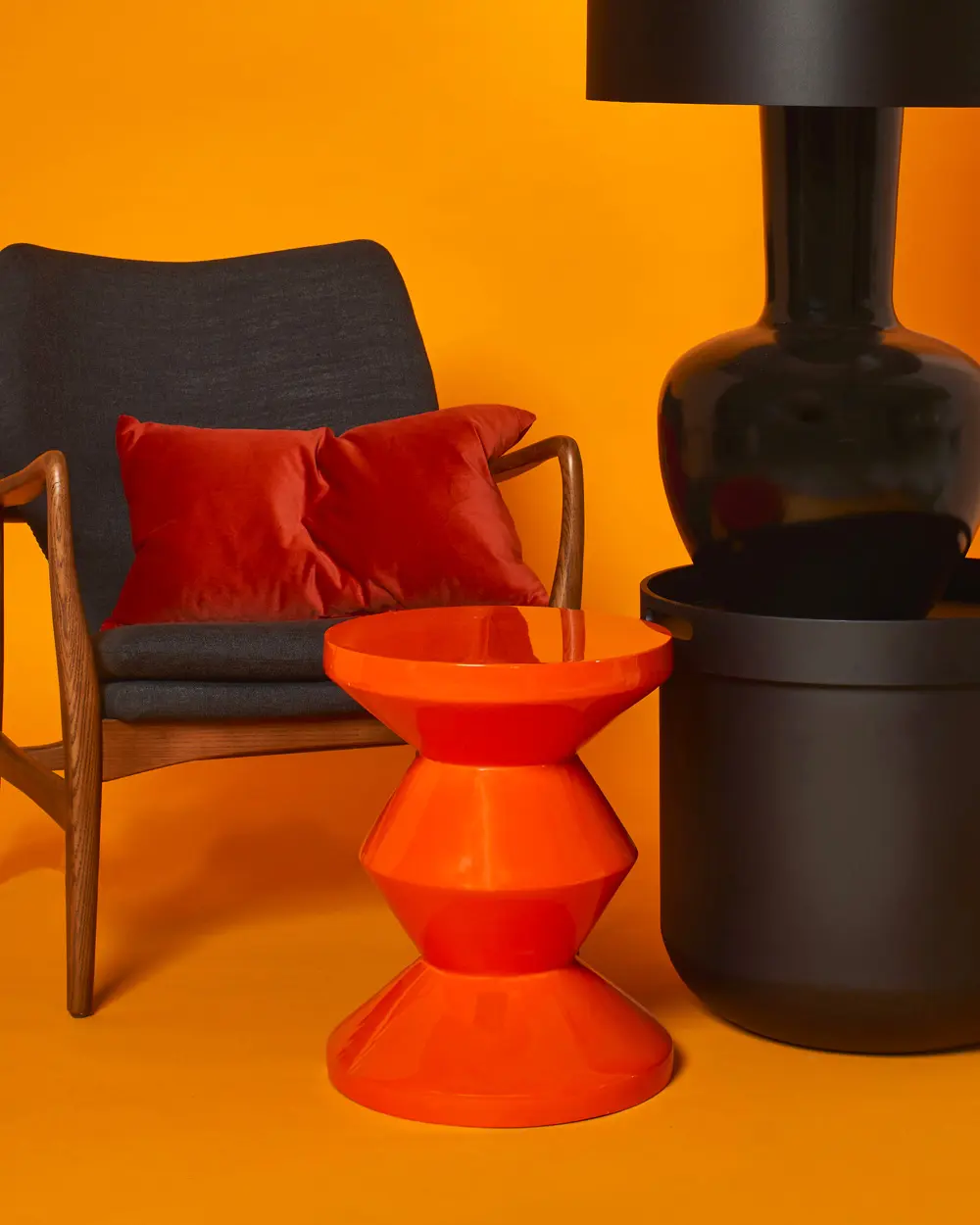 tabouret orange plastique zigzag