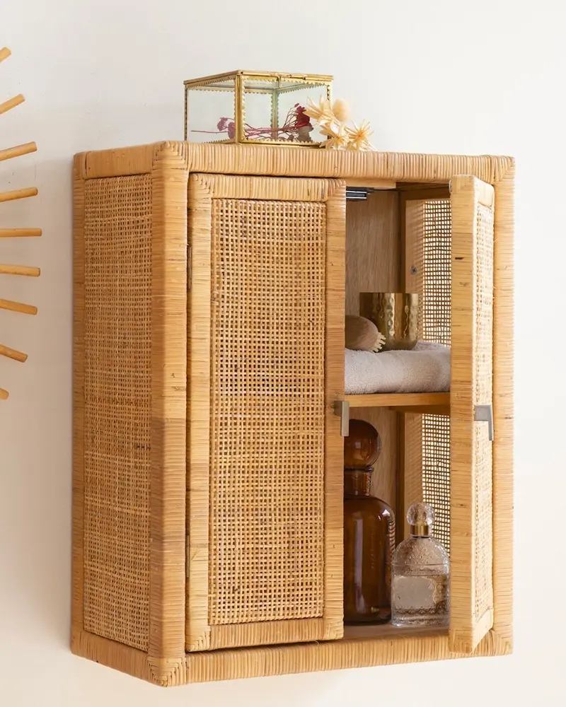 armoire murale rotin