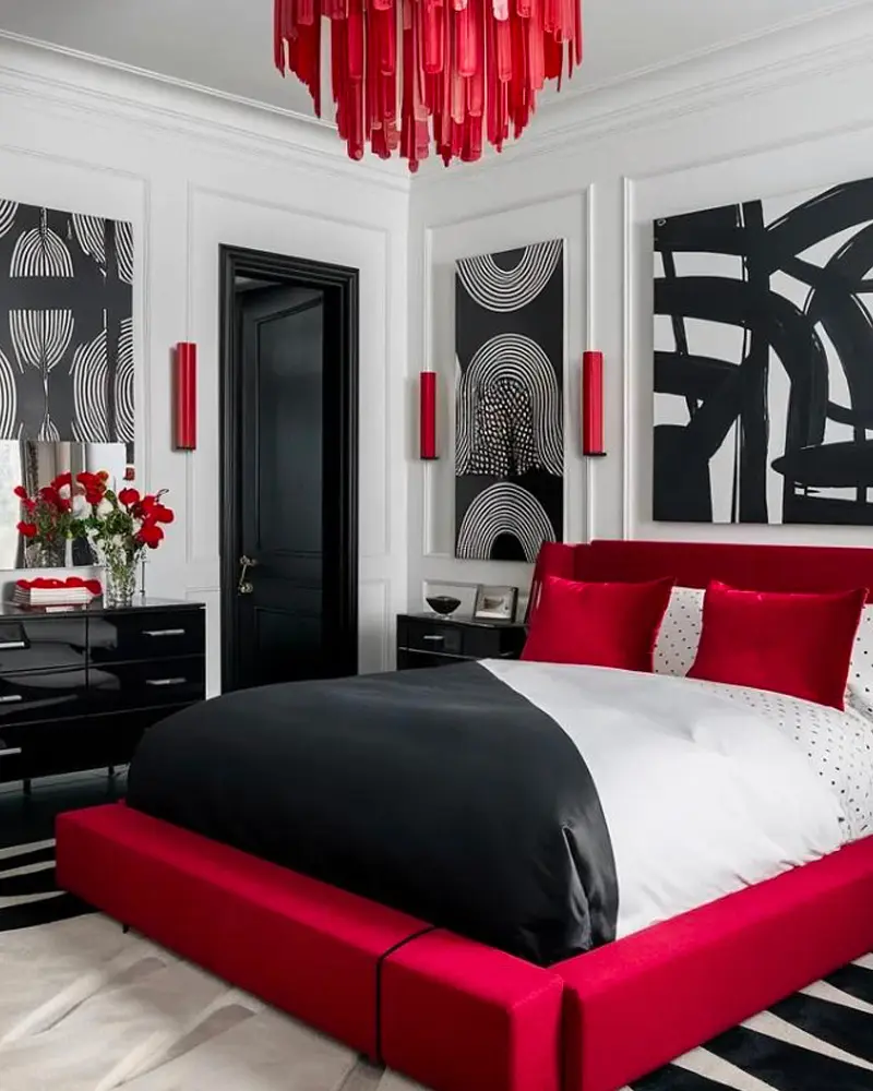 deco chambre noir blanc rouge