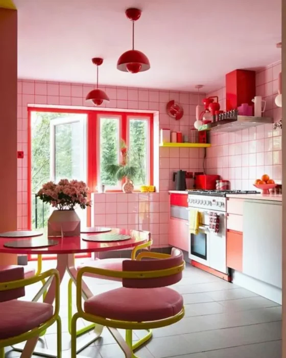 deco cuisine chic rouge rose