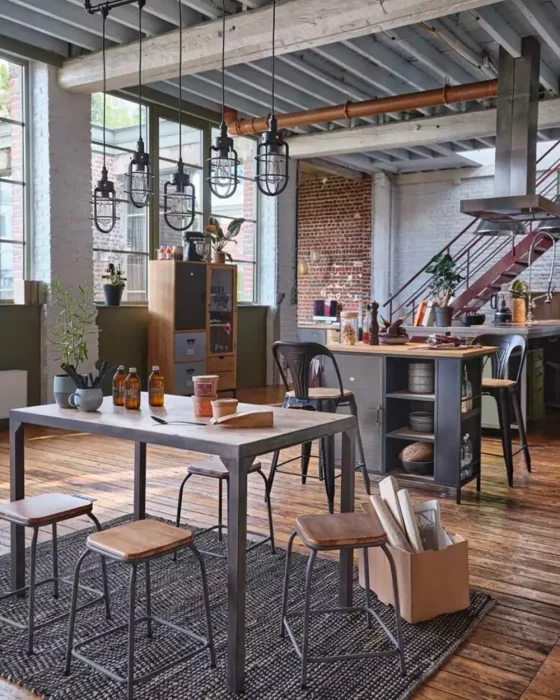 deco salle a manger recup industrielle