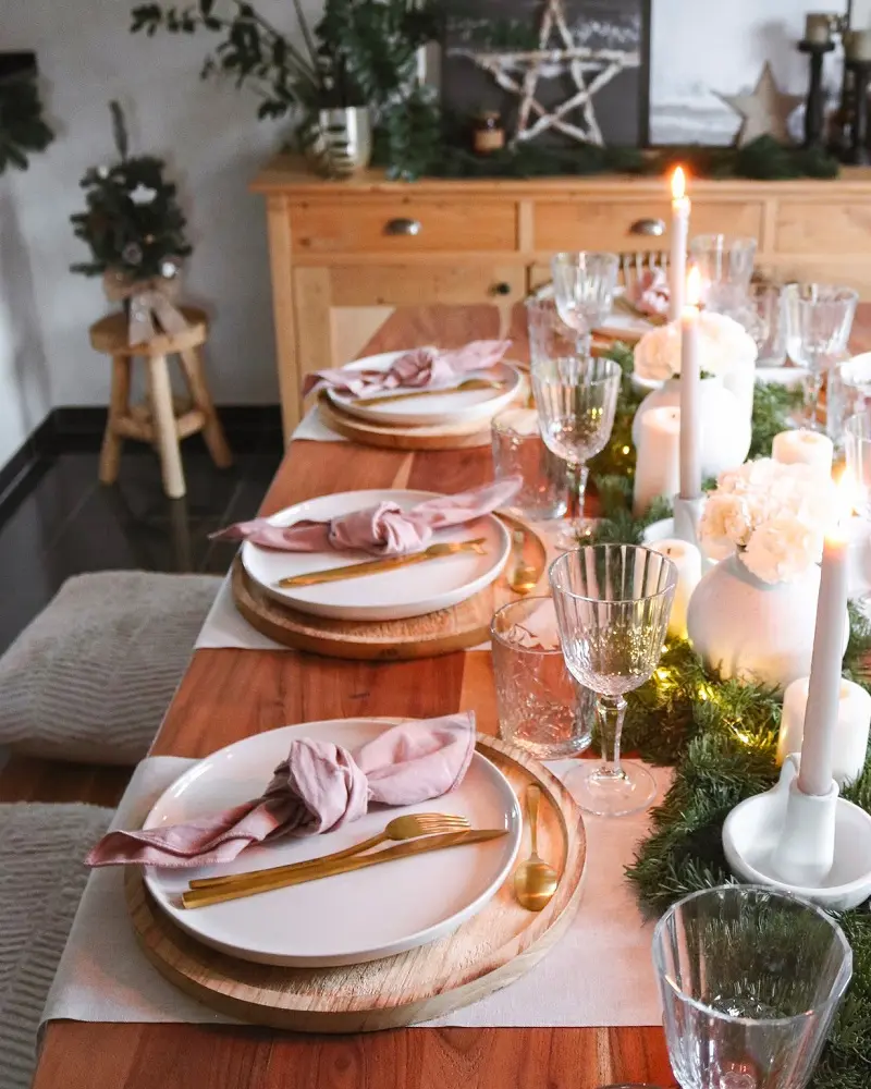 deco table noel rose or nature