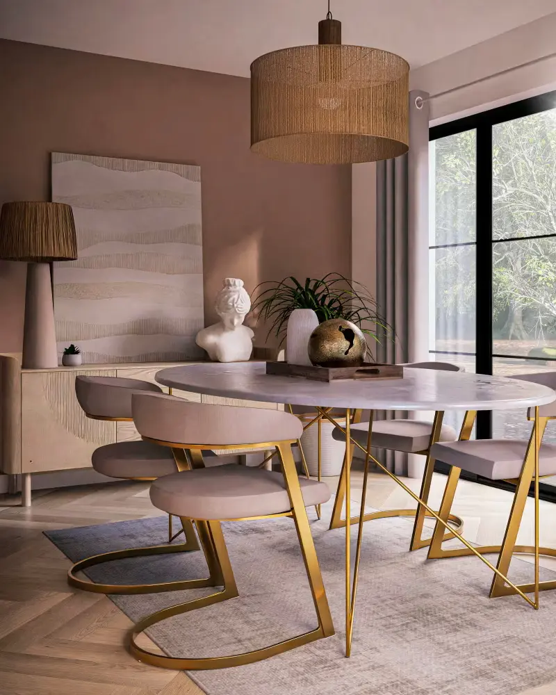 table a manger marbre blanc dore