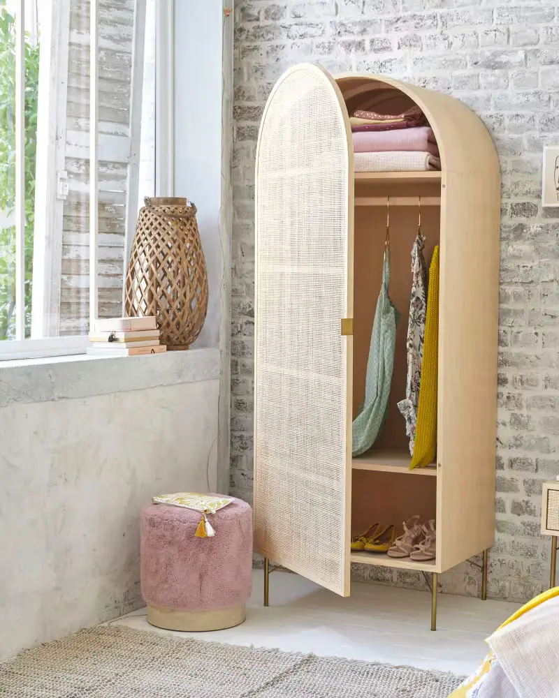 armoire forme arche rotin