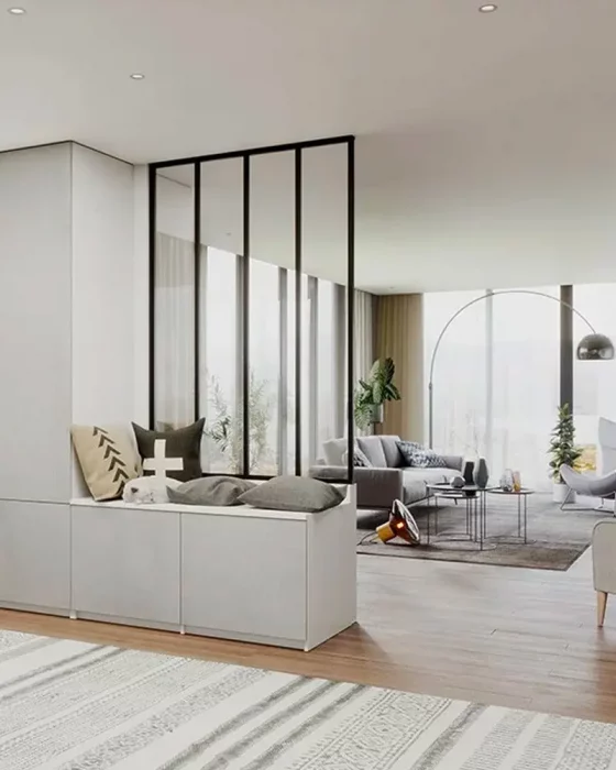 deco entree ouverte sur salon verriere rangement