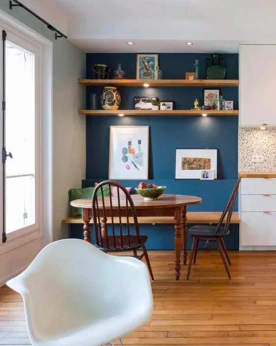 deco salle a manger campagne bleu bois