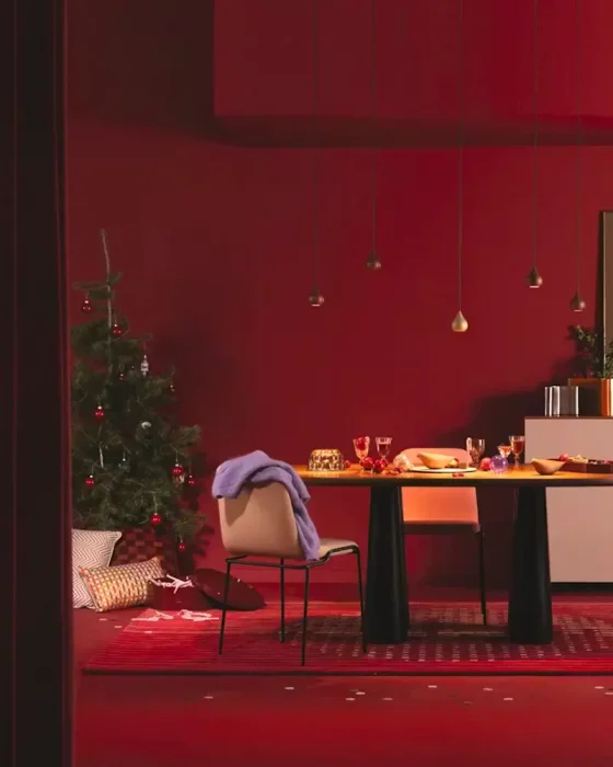 deco salle a manger noel moderne rouge