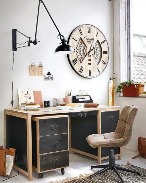 deco bureau metal bois