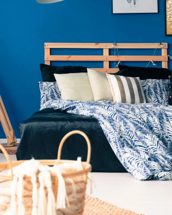 deco chambre bleu bois