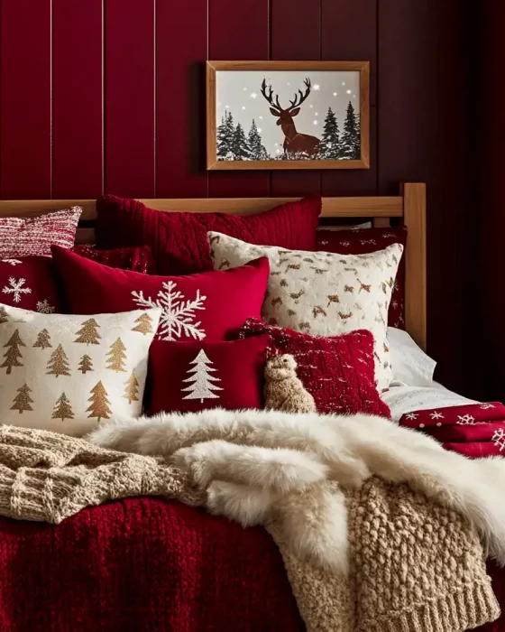 deco chambre noel rouge chaleureuse