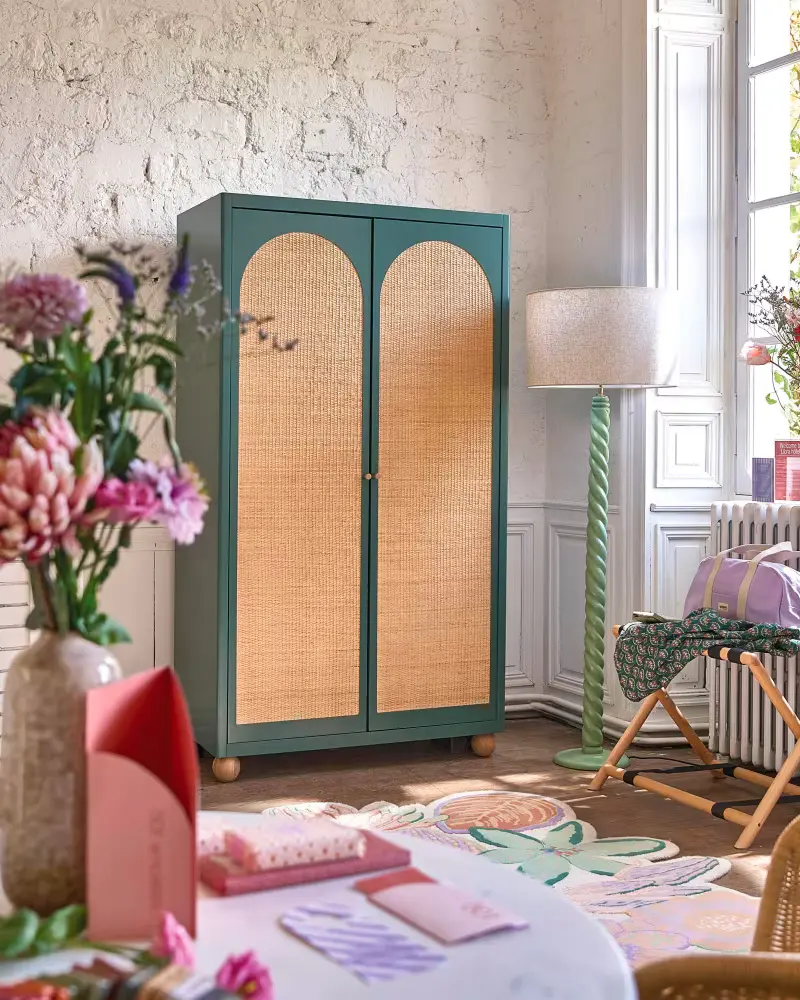 armoire rotin verte