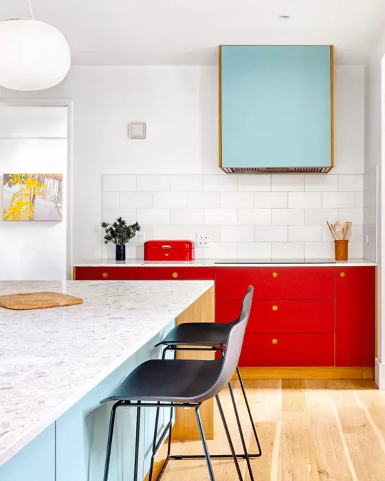 deco cuisine moderne rouge blanc