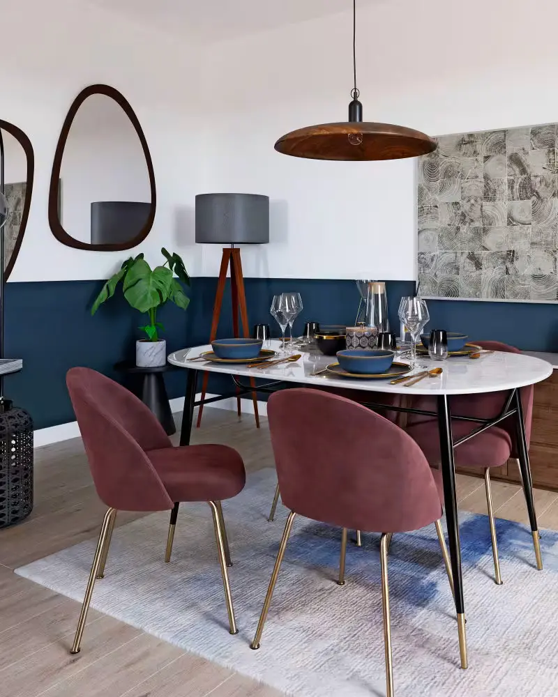 table a manger marbre blanc pieds noirs