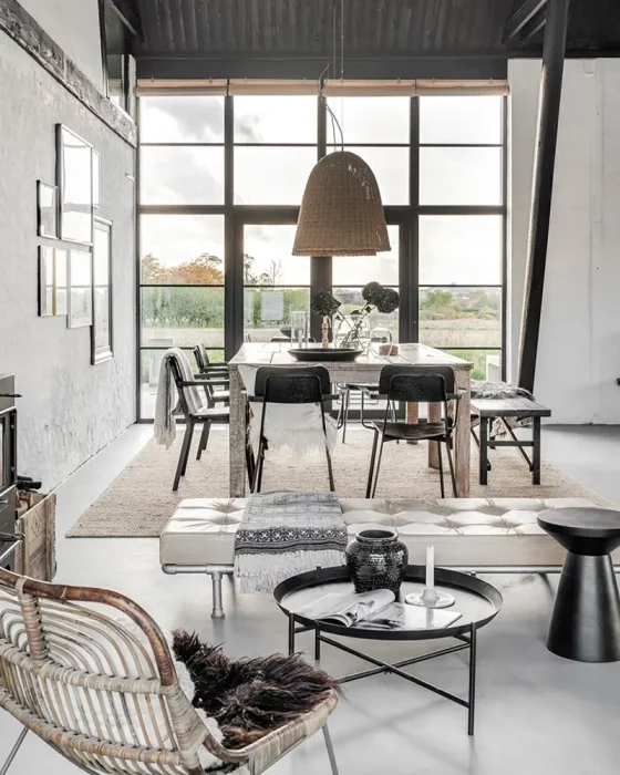 deco salon industriel scandinave