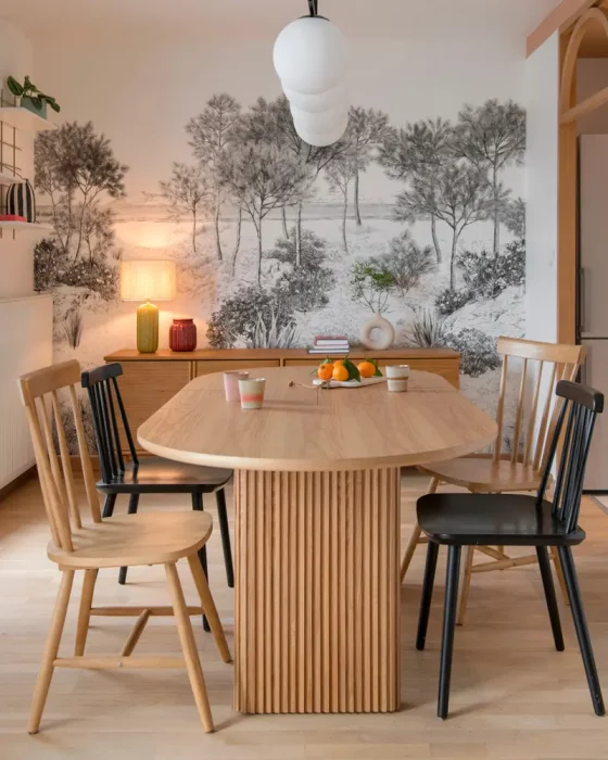 deco salle a manger chic cosy noir bois