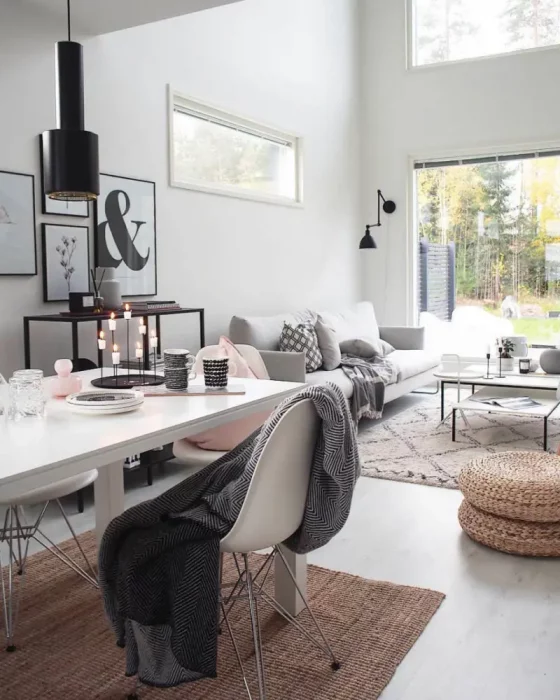 deco salle a manger industrielle scandinave blanc