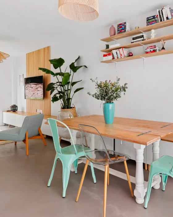deco salle a manger vert blanc
