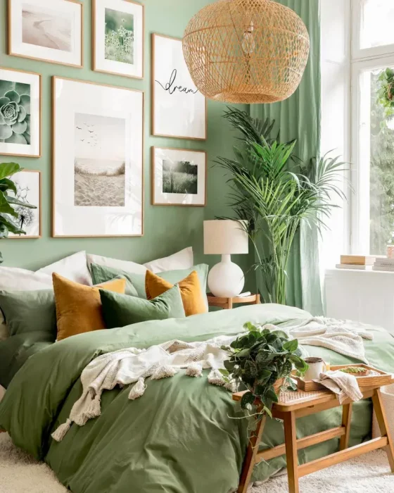 deco chambre vert blanc