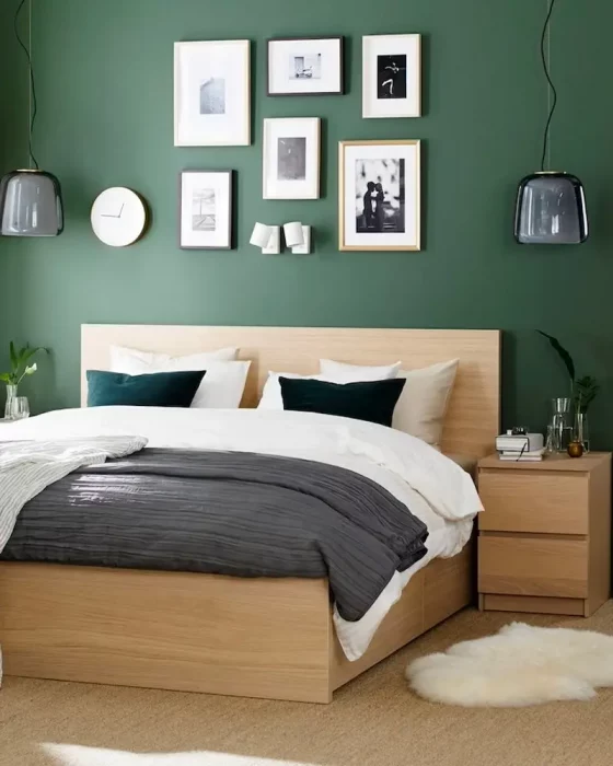 deco chambre moderne vert blanc