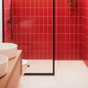 deco salle de bain rouge