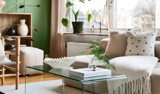 deco salon vert blanc