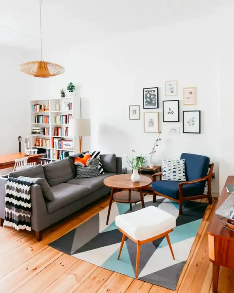 deco salon scandinave vintage geometrique