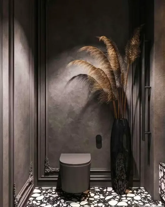 deco toilettes wc chic noir blanc
