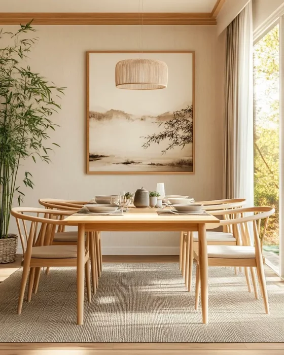 deco salle a manger minimaliste zen bois