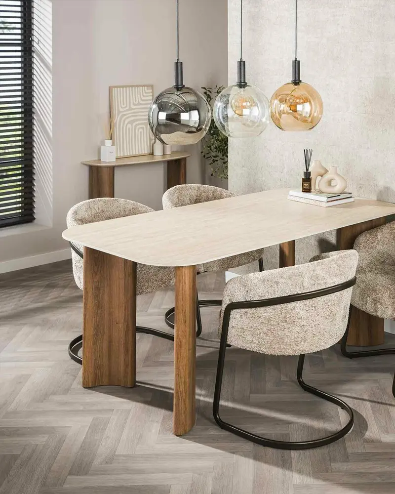 table a manger travertin bois