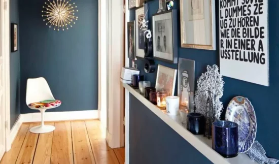 deco couloir bleu blanc