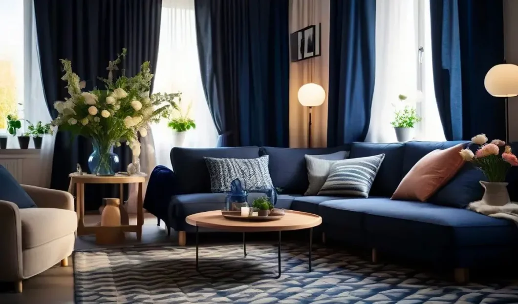 deco salon bleu nuit