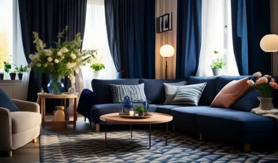 deco salon bleu nuit