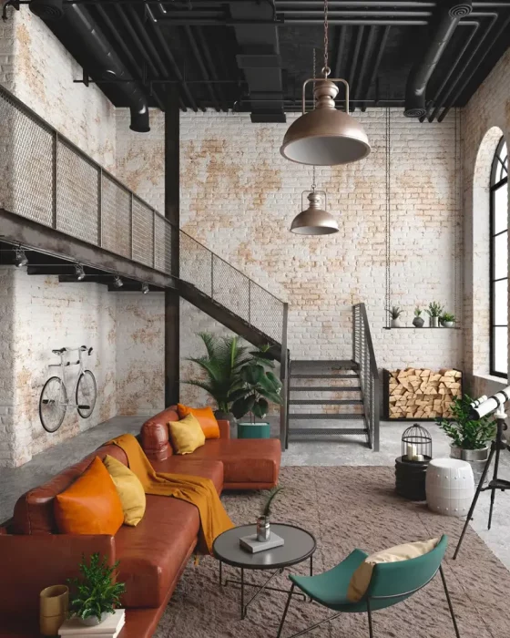 deco salon industriel chic