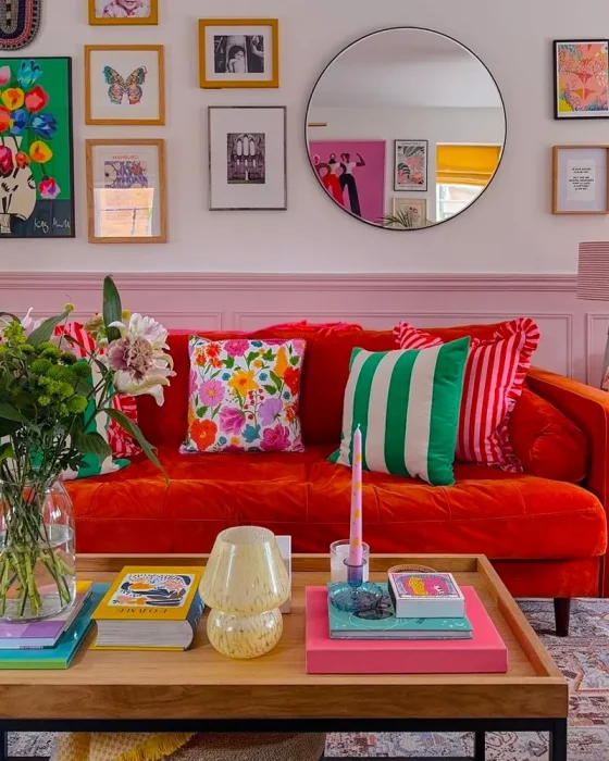 deco salon rouge vert