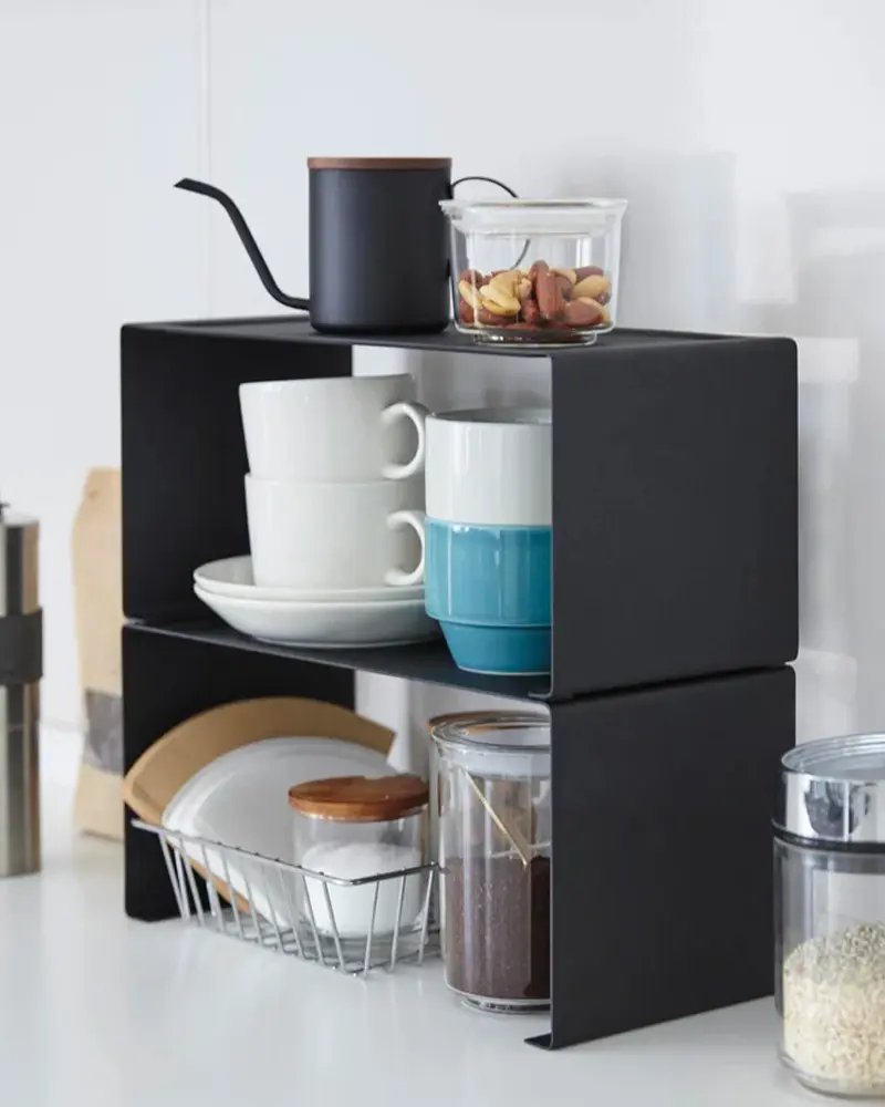 etagere cuisine empilable metal noir