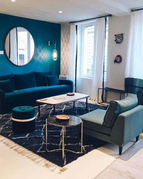 deco salon chic canape bleu nuit