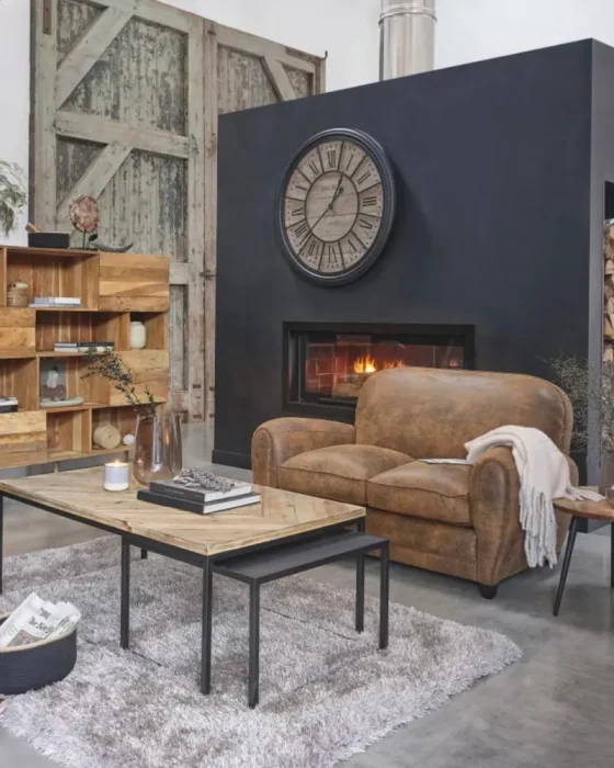 deco salon industriel chic chaleureux