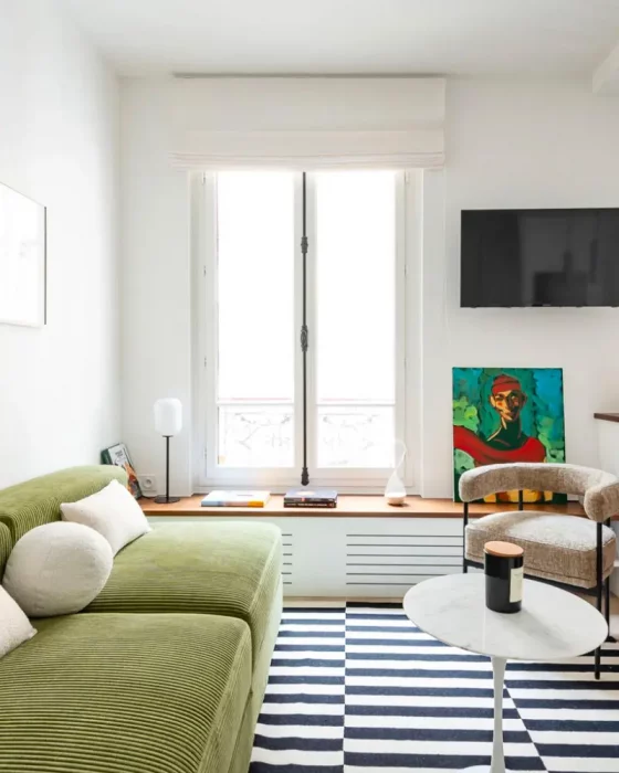 deco salon vintage minimaliste vert
