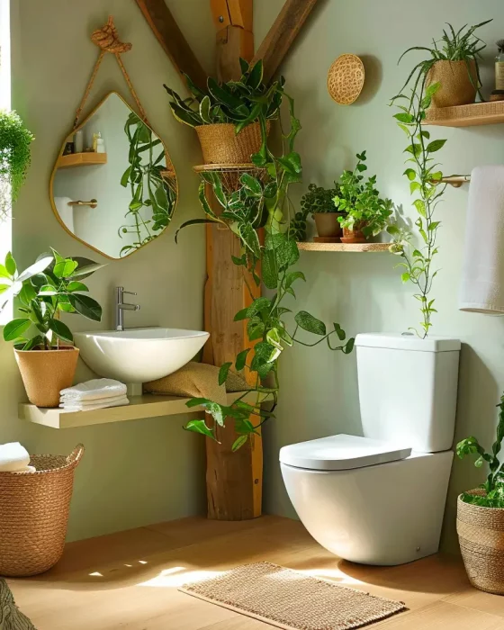 deco toilettes wc zen vert plante