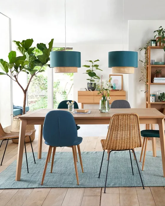 deco chambre nature bleu canard bois