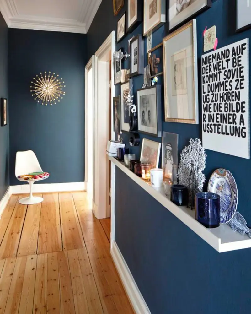 deco couloir scandinave bleu blanc