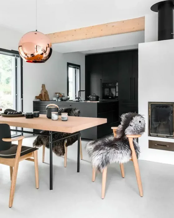 deco salle a manger scandinave gris noir