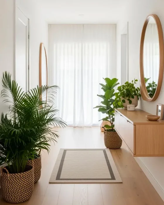 deco couloir zen blanc bois