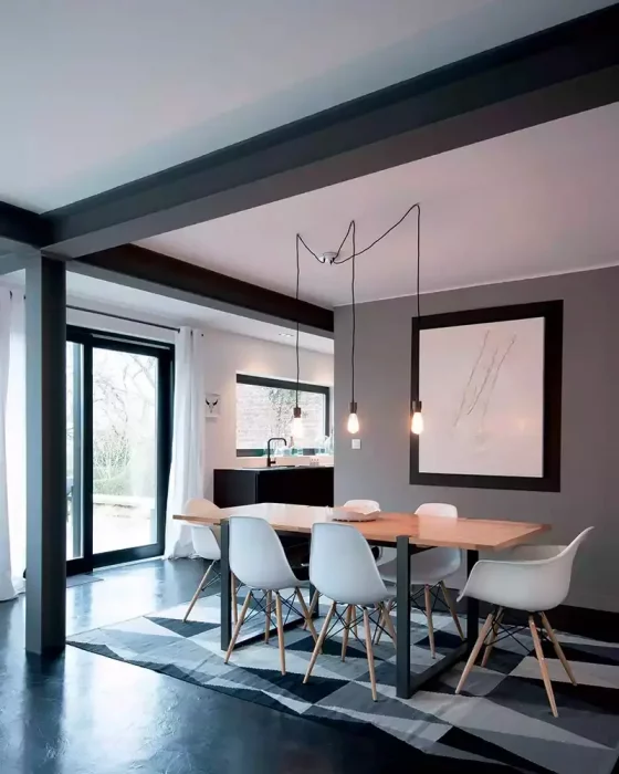 deco salle a manger scandinave noir blanc