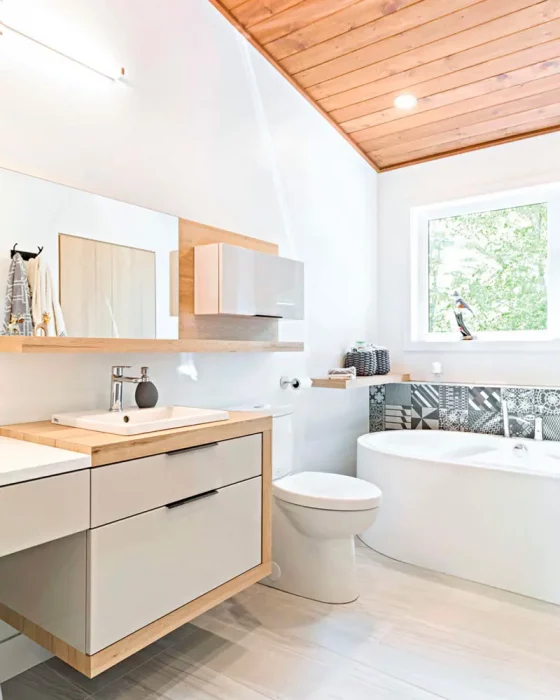 deco salle de bain scandinave blanc bois