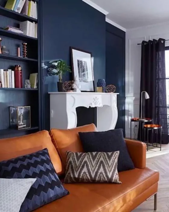 deco salon mur bleu nuit