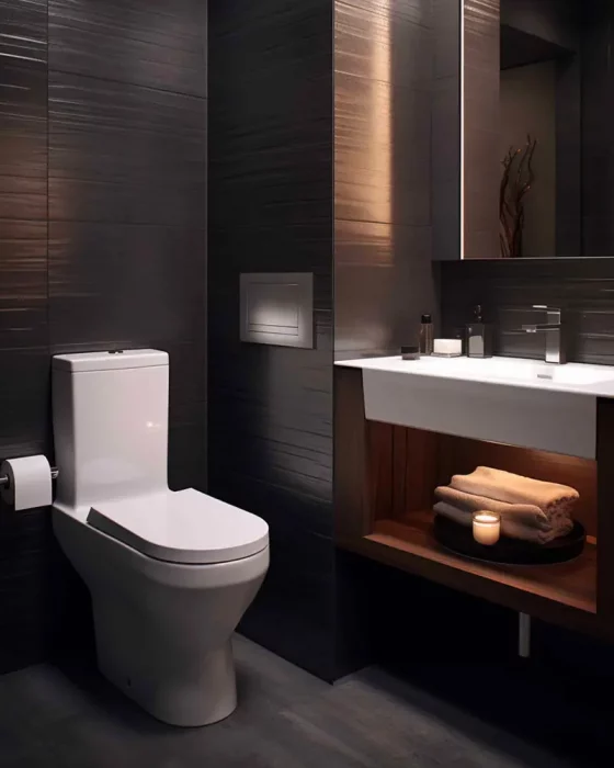 deco toilettes wc minimaliste moderne noir