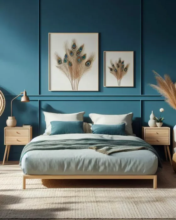 deco chambre bleu canard bois