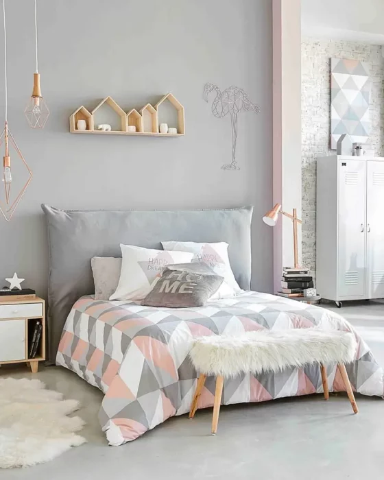 deco chambre scandinave gris